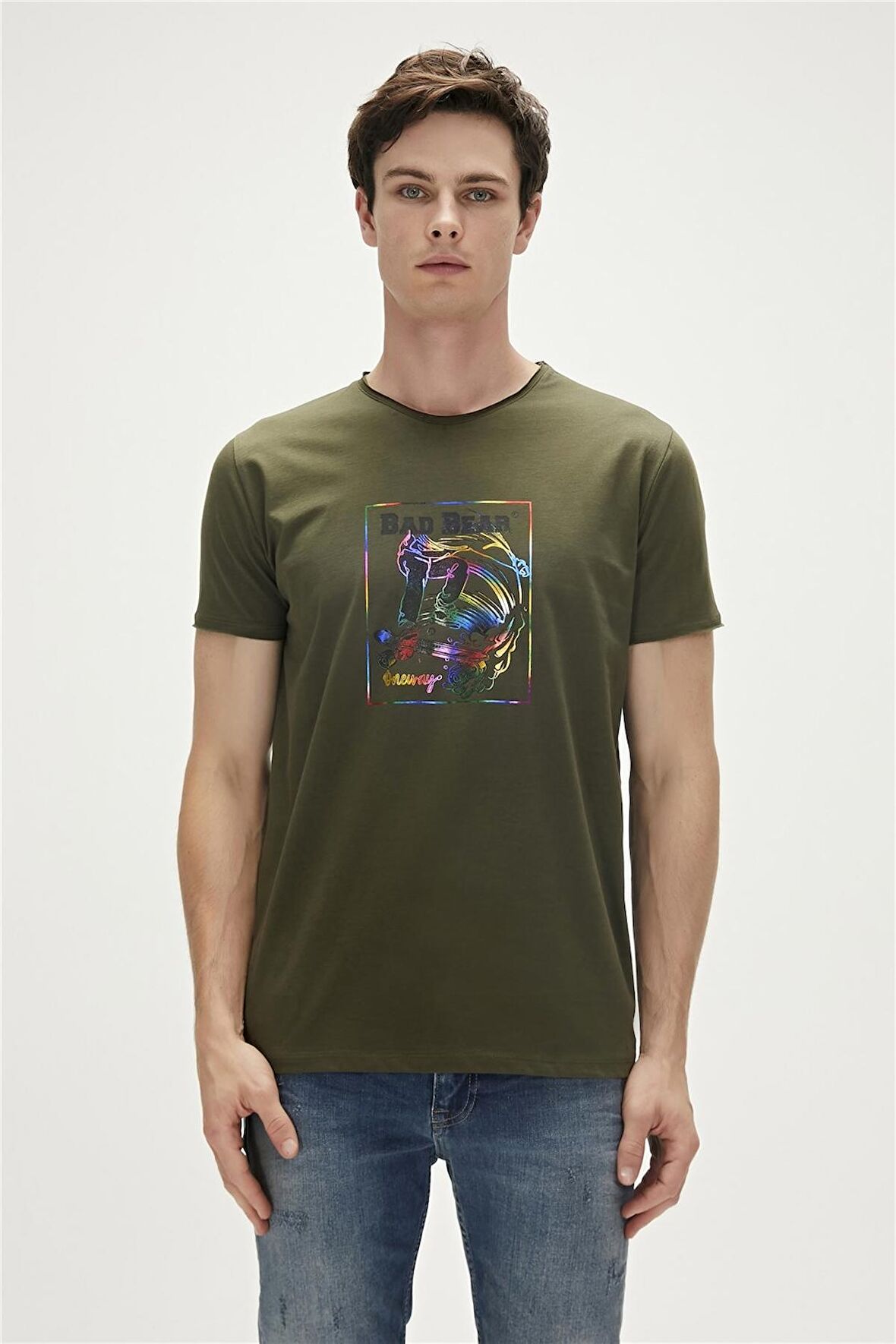 Bad Bear Baskılı Haki Erkek T-Shirt 23.01.07.037_ONEWAY T-SHIRT