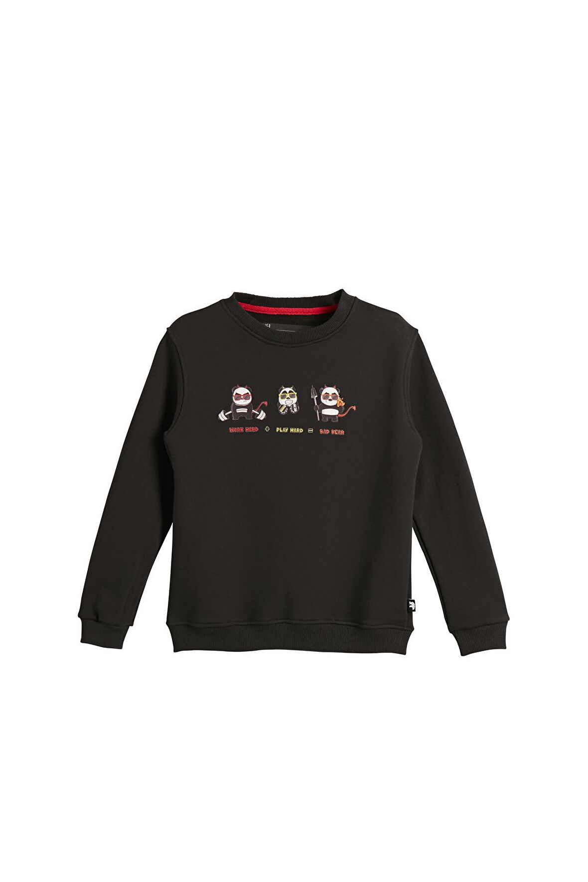 Play Hard Crewneck Kids Siyah Baskılı Çocuk Sweatshirt