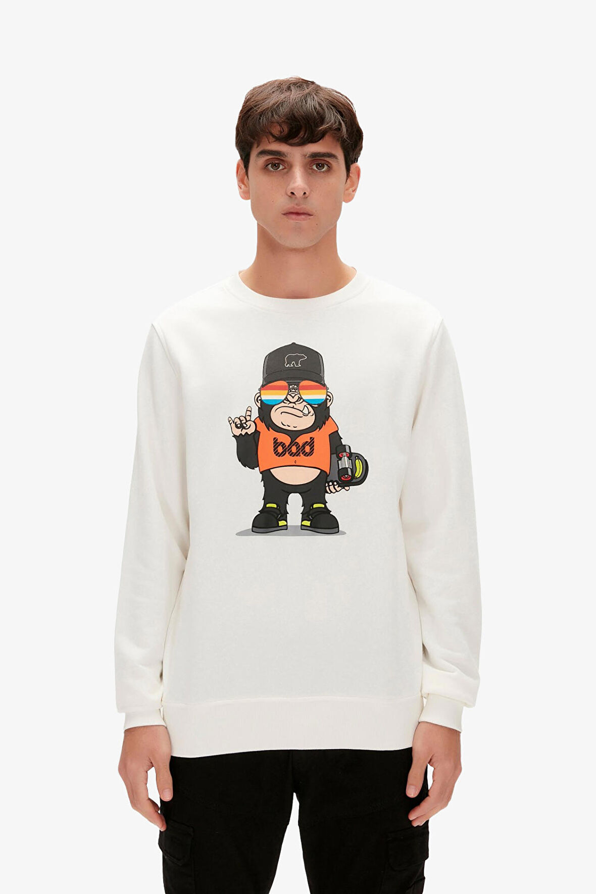 Funky Crewneck Off-White Beyaz  Baskılı Erkek Sweatshirt
