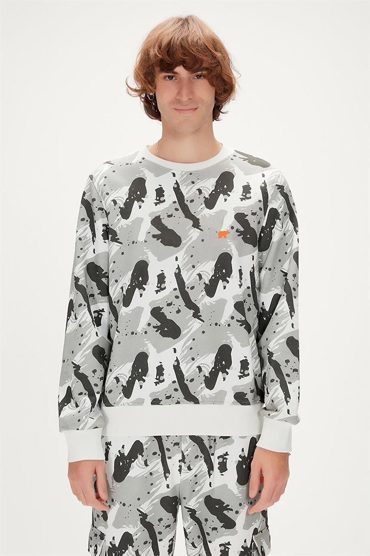 Hardy Crewneck Off-White Beyaz  Baskılı Erkek Sweatshirt 