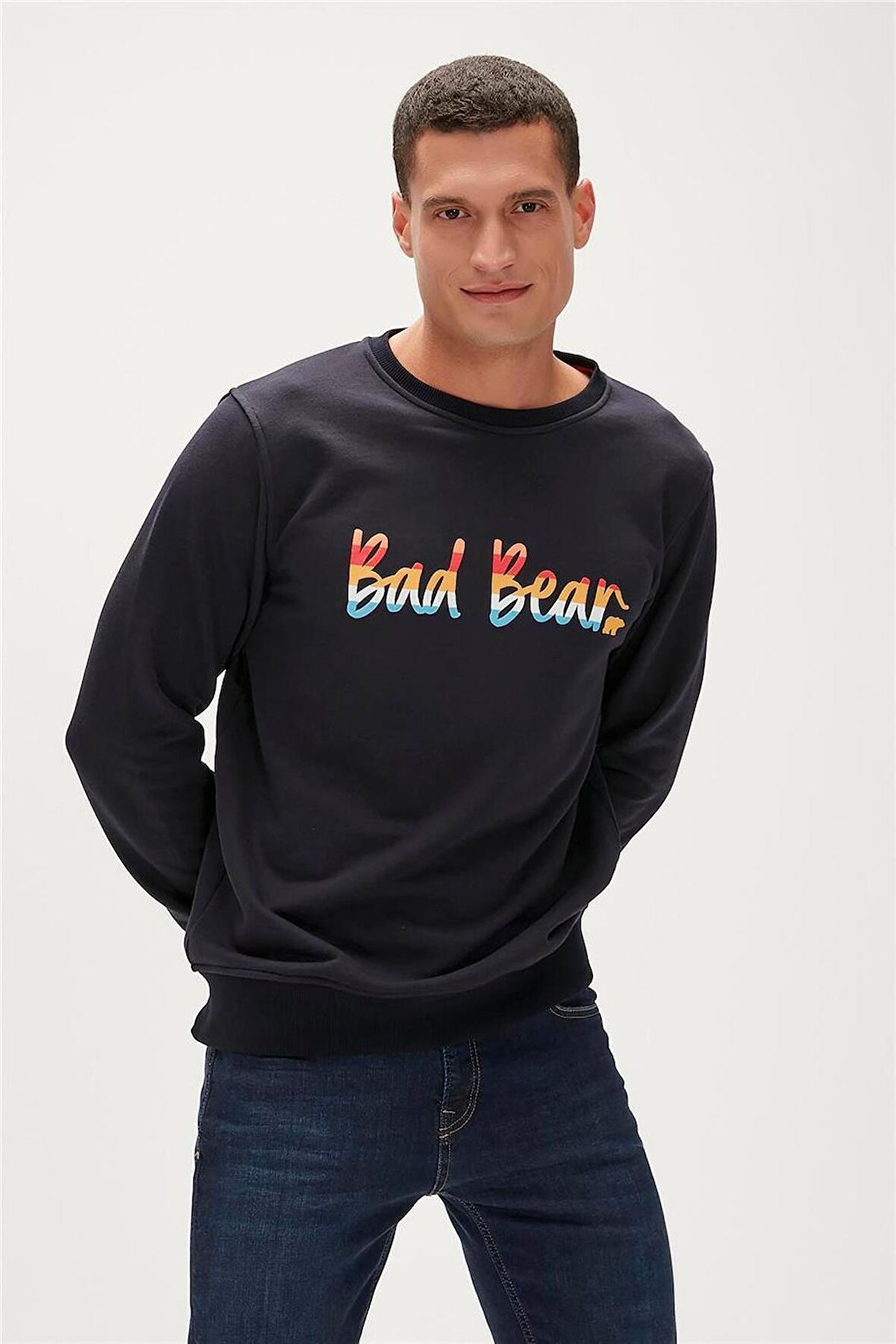 Manuscript Crewneck Lacivert  Erkek Sweatshirt