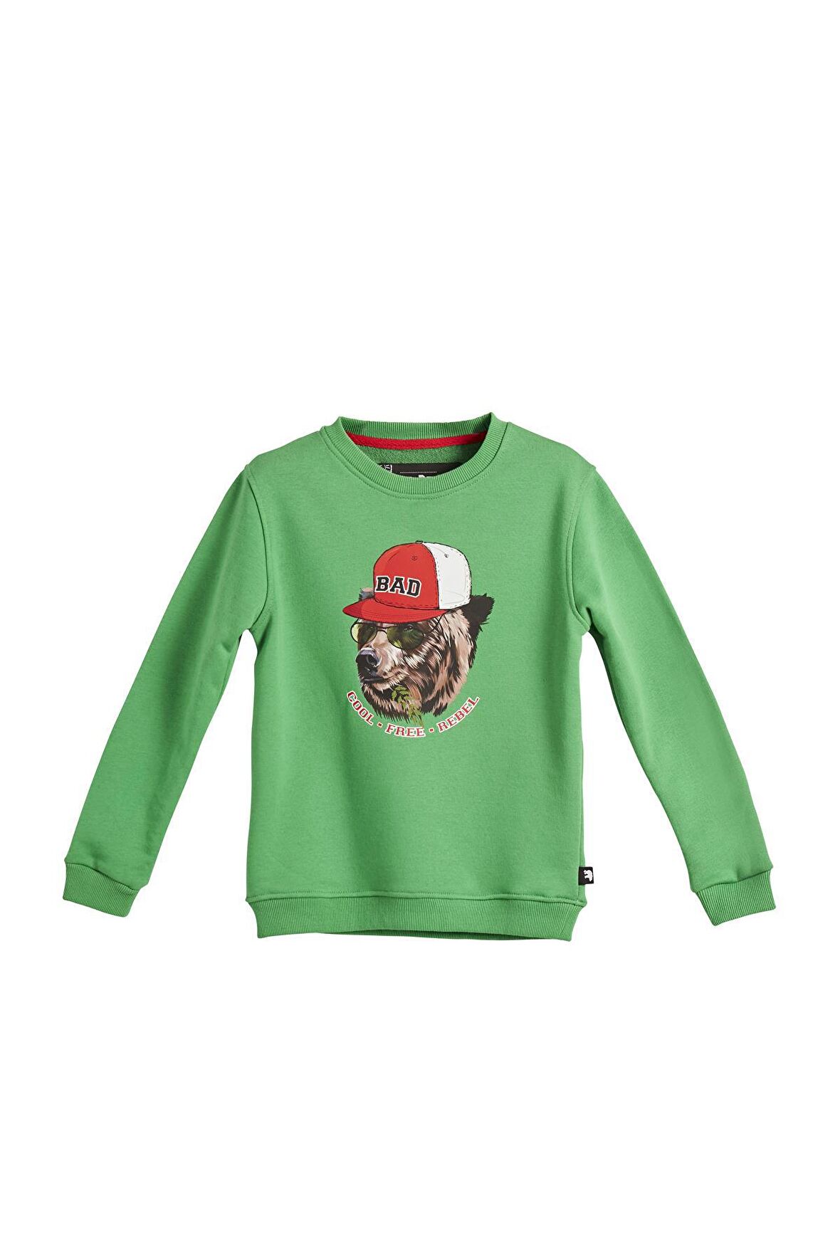 Rabel Crewneck Kids Green Yeşil  Baskılı Çocuk Sweatshirt