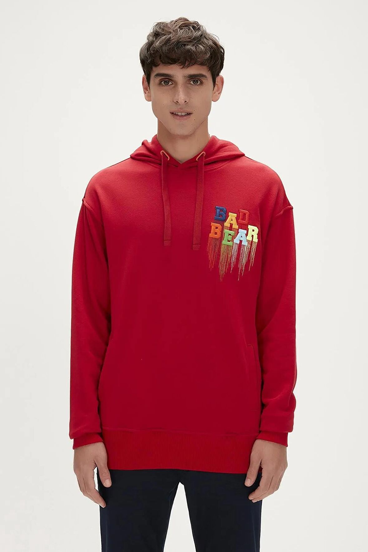 Rainbow Hoodie Crimson-Red Kırmızı Kapüşonlu Erkek Sweatshirt