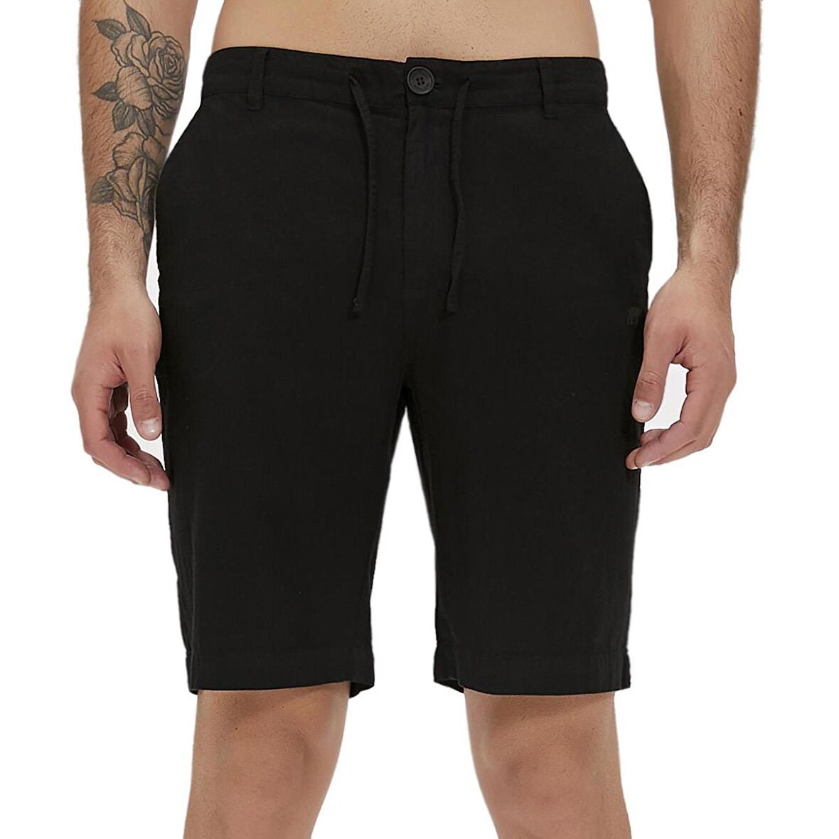 Lyne Siyah Yandan Cepli Erkek Şort