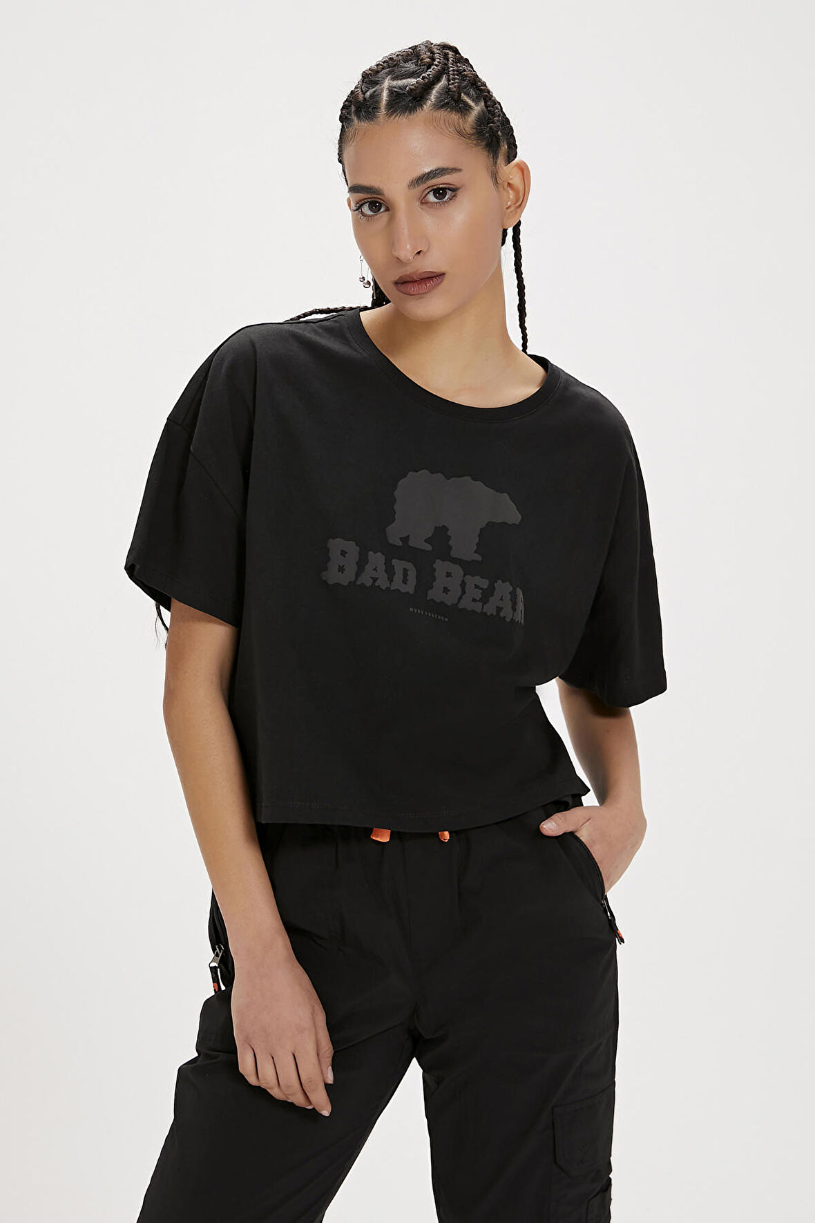 Holly Siyah Baskılı Kadın Tişört