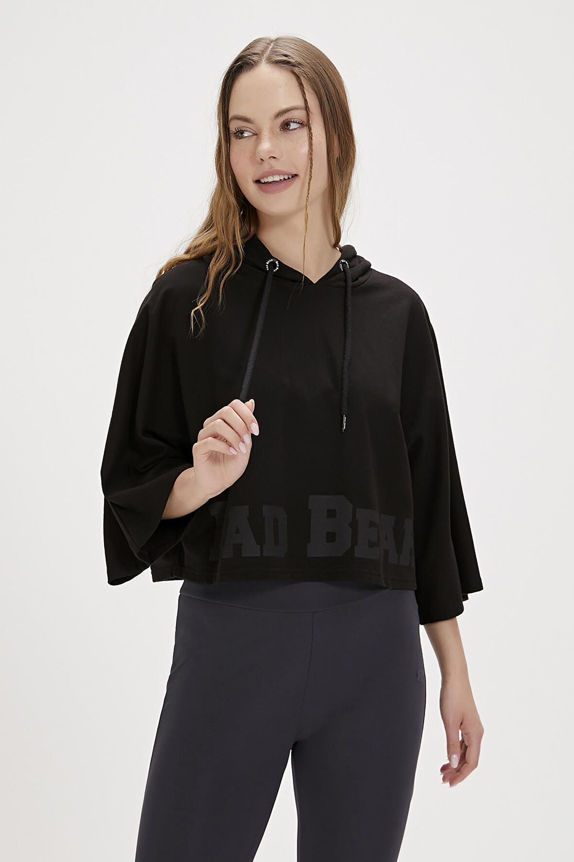 Ella Siyah Kadın Hoodie Sweatshirt