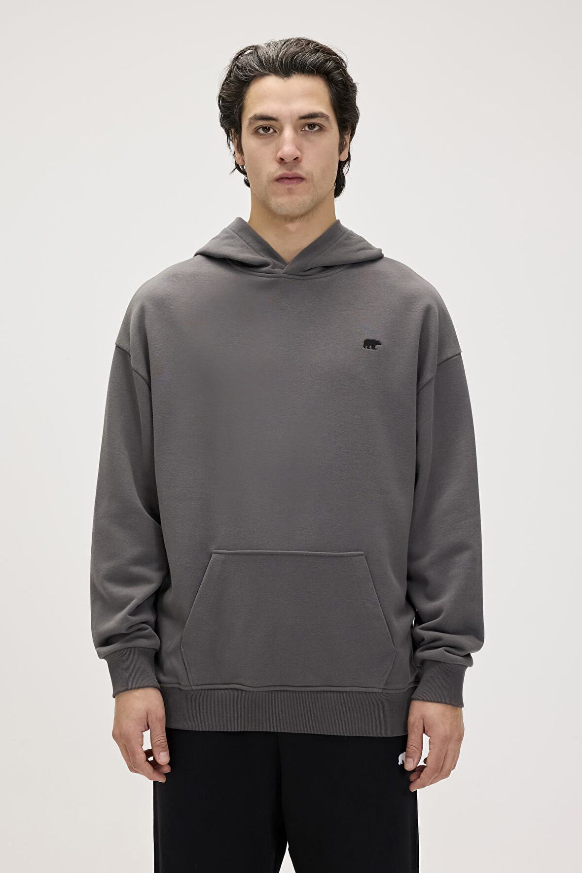 Bad Bear Drake Hoodie Os Asphalt Erkek Gri Kapüşonlu Sweatshirt