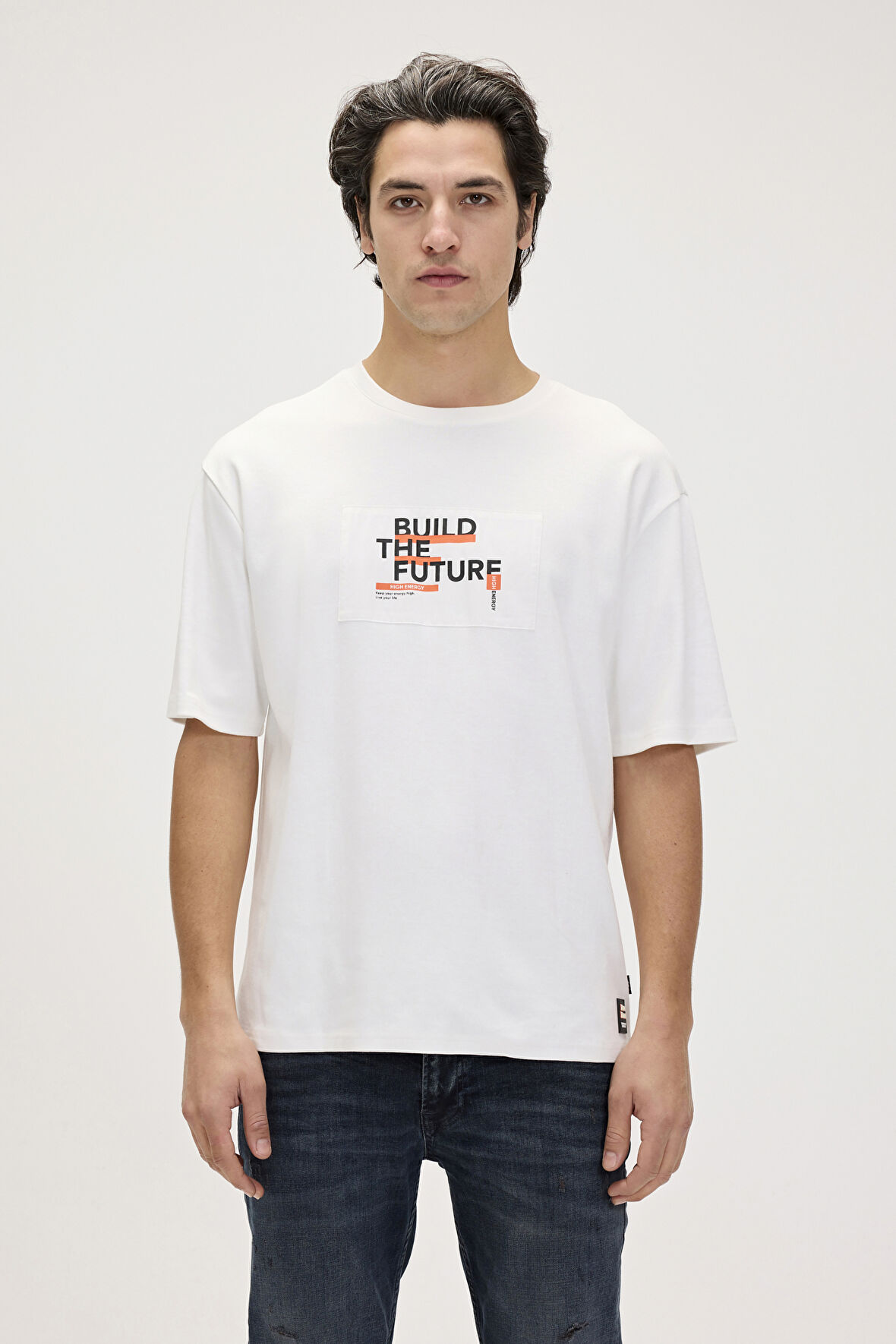 Moreno Beyaz Erkek Baskılı Tişört