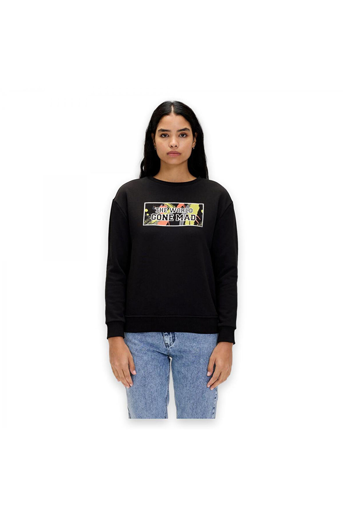 Bad Bear 24.04.12.002 Re-Carina Crewneck Sweat Siyah Unisex Sweatshirt