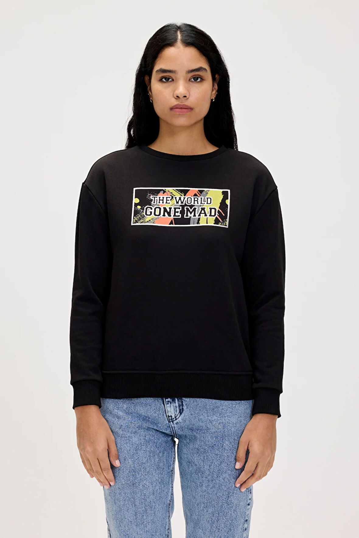 Re-Carina Siyah Kadın Sweatshirt