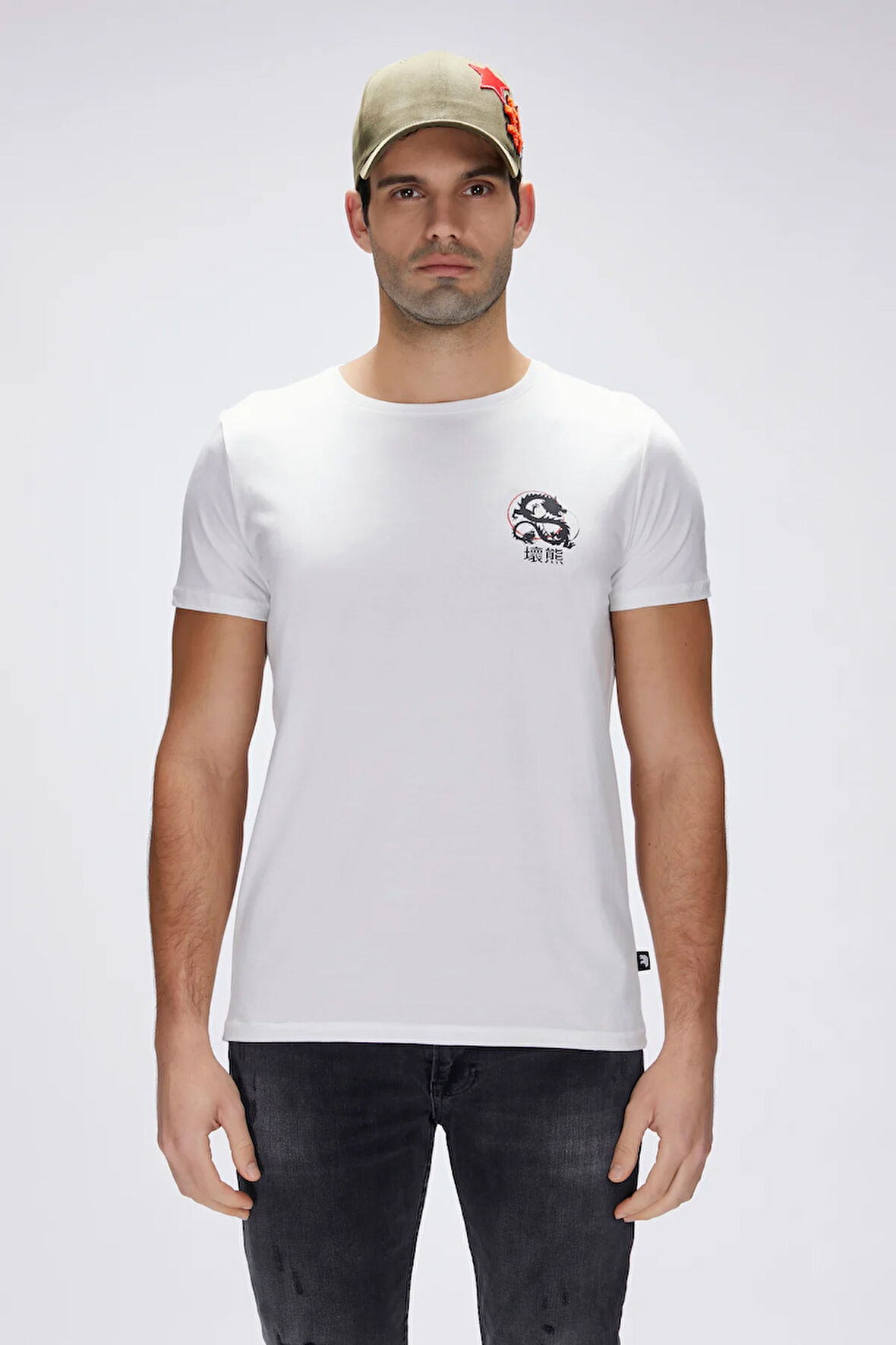 Draco Beyaz Erkek Baskılı Tişört