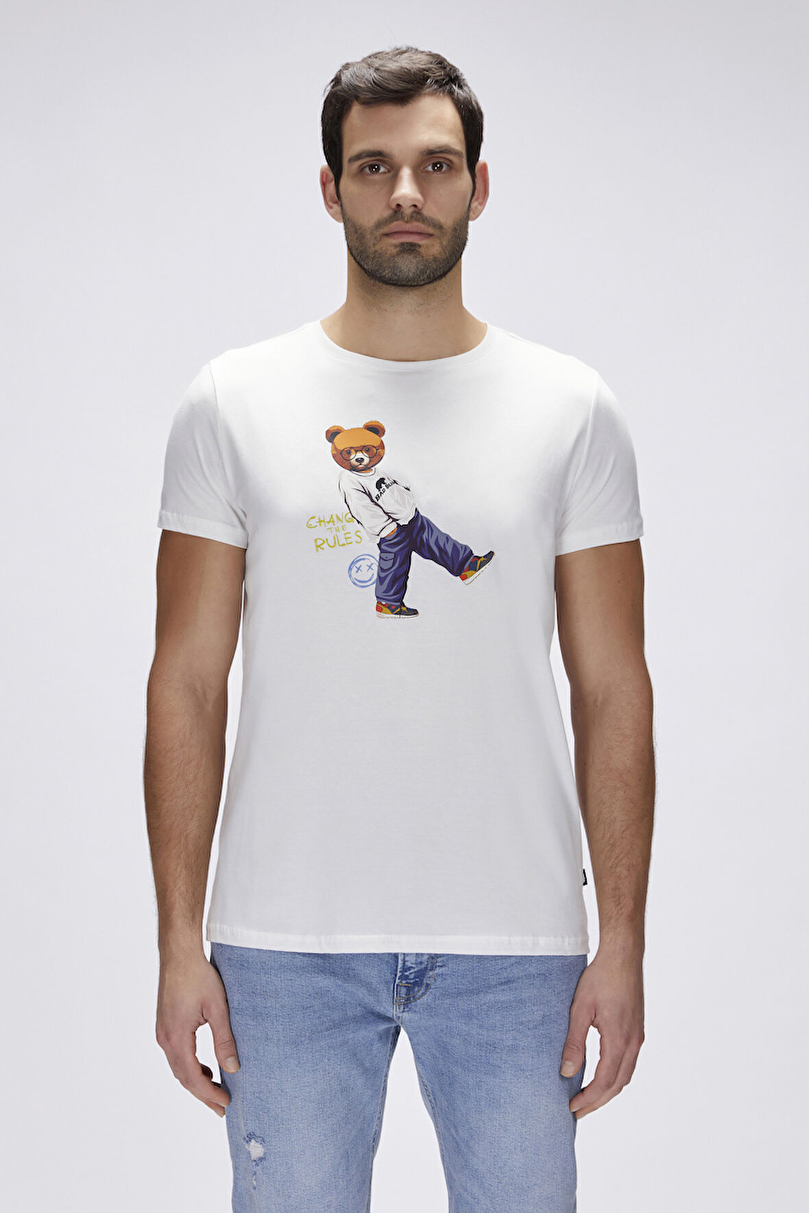 Nash Beyaz Erkek Baskılı Tişört