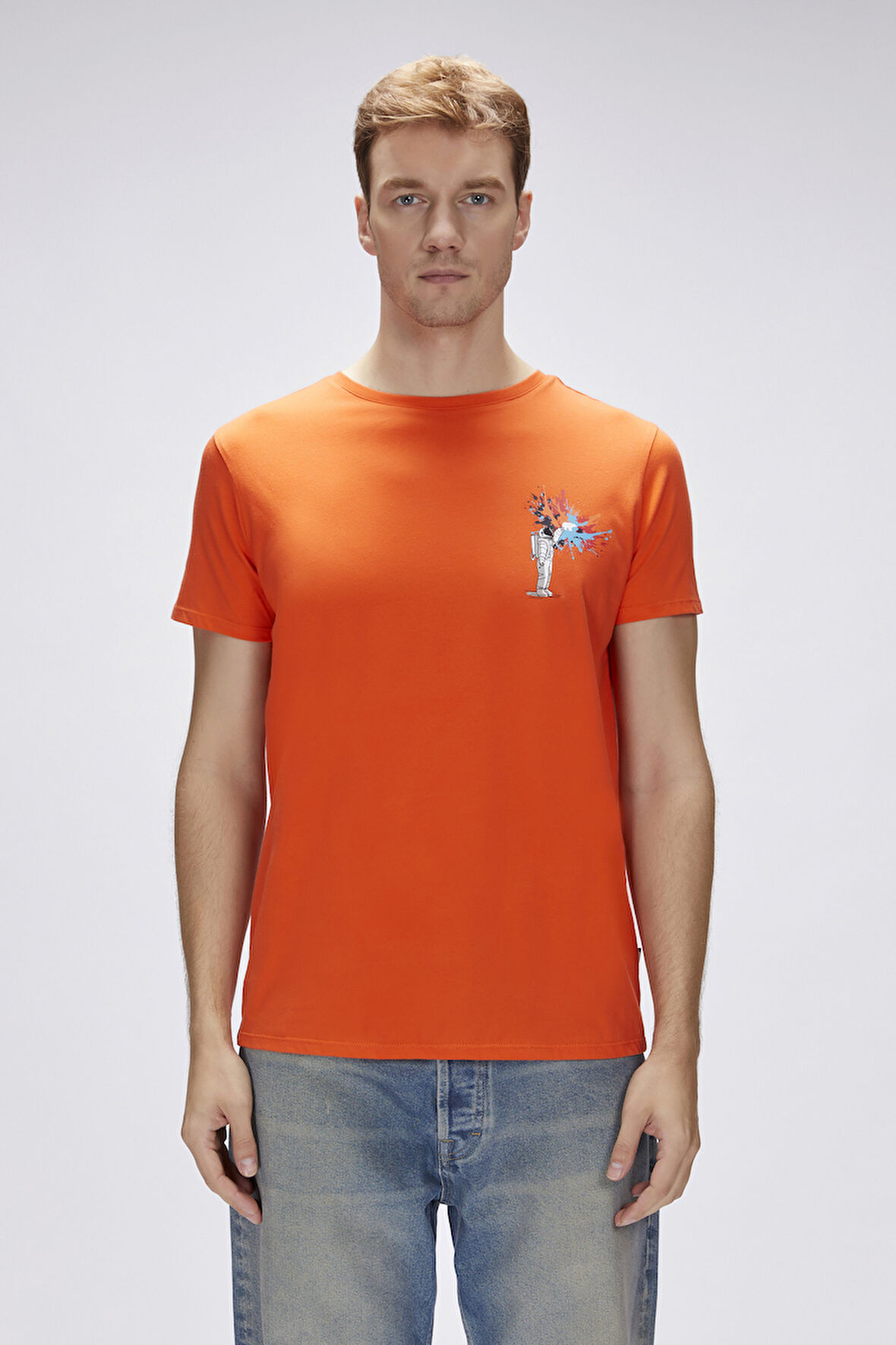 Endless Turuncu Erkek Baskılı Tişört