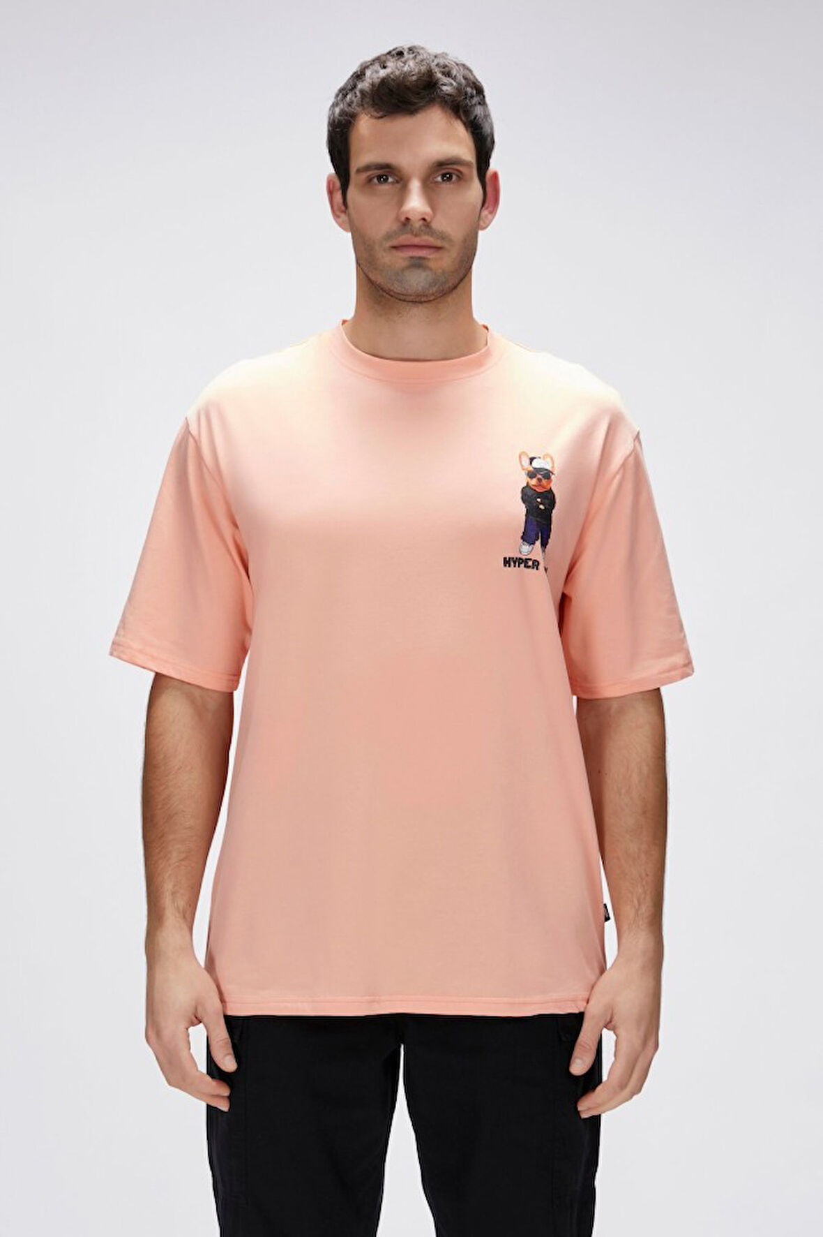 Hyper Mellow Peach Men's Printed T-Shirt 25.01.07.023-Turuncu