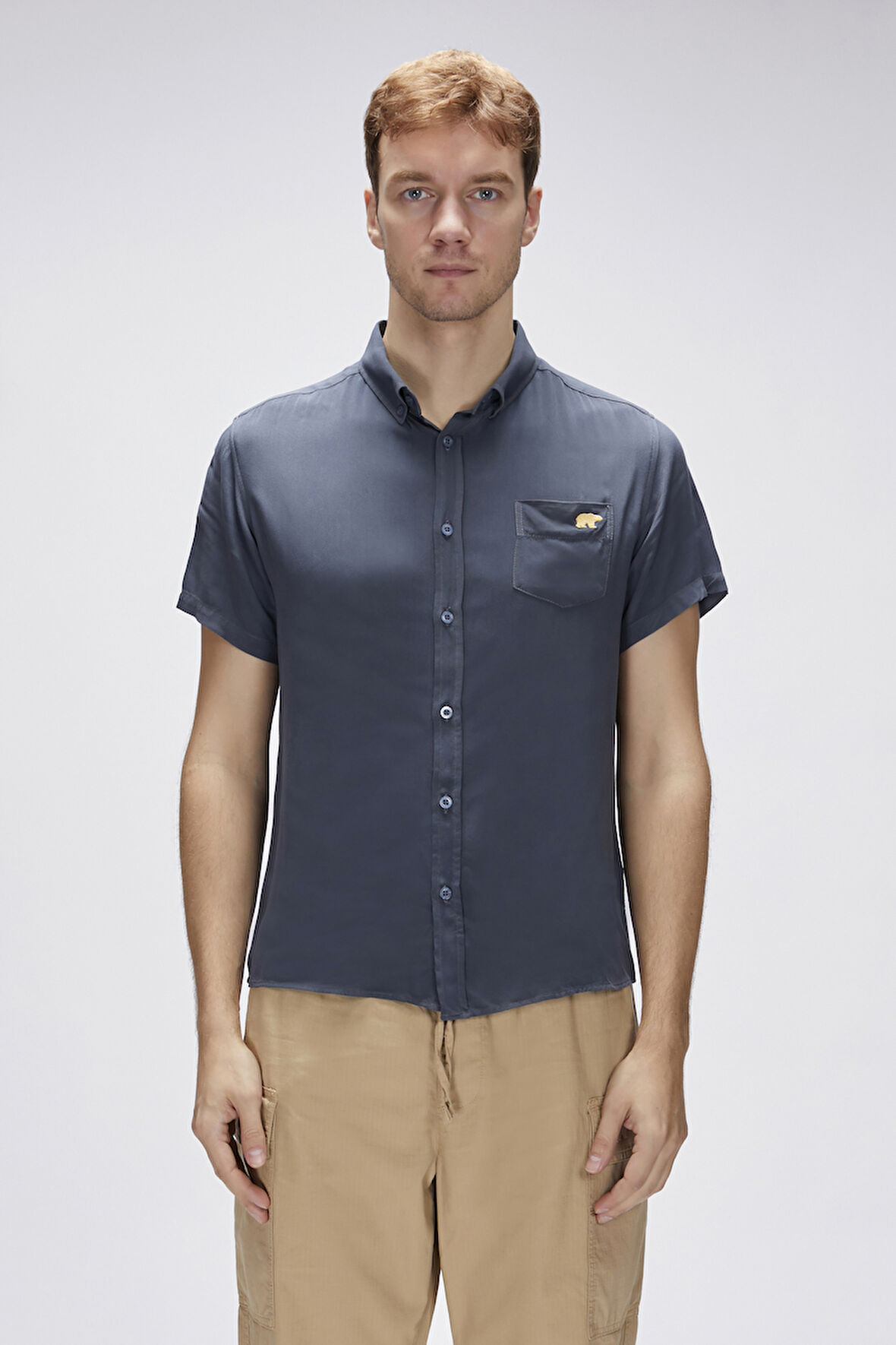 Frank Asfalt Erkek Basic Kısa Kollu Gömlek	