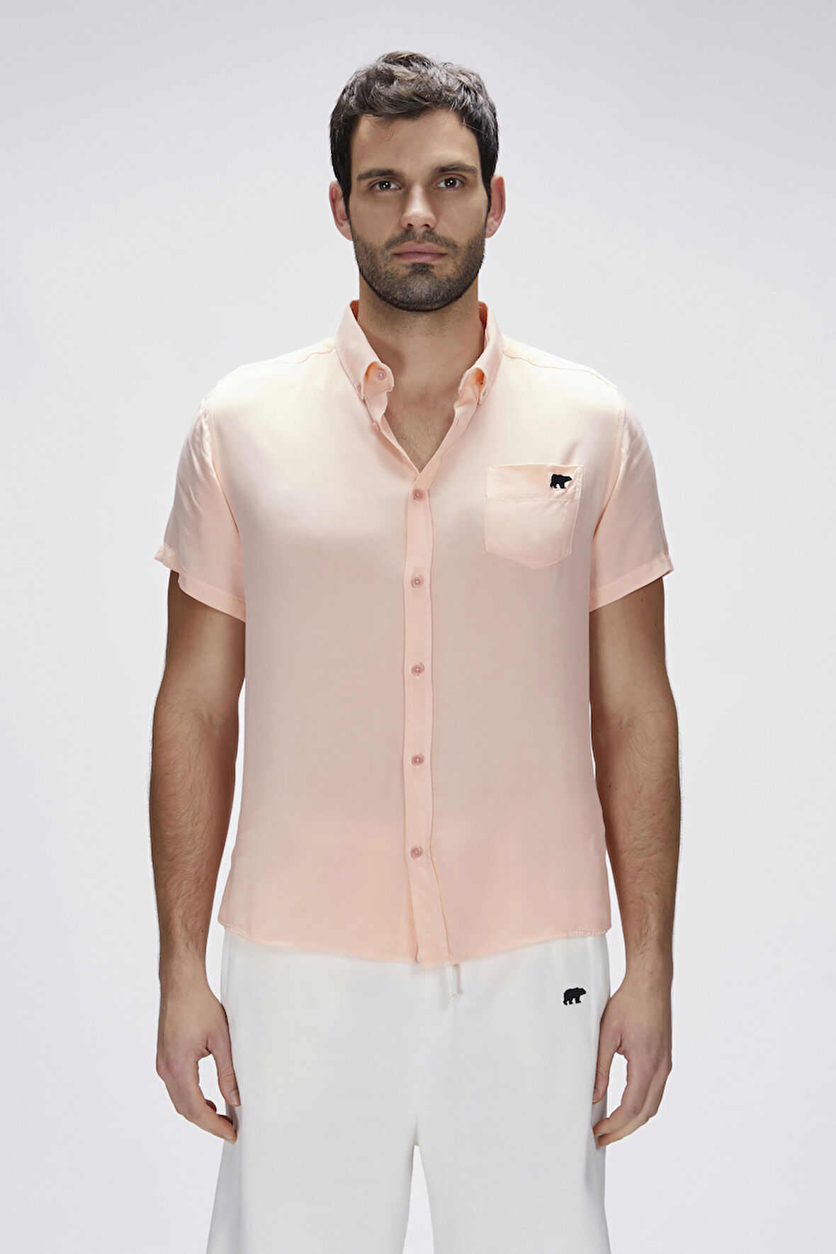 Frank Pembe Erkek Basic Kısa Kollu Gömlek	
