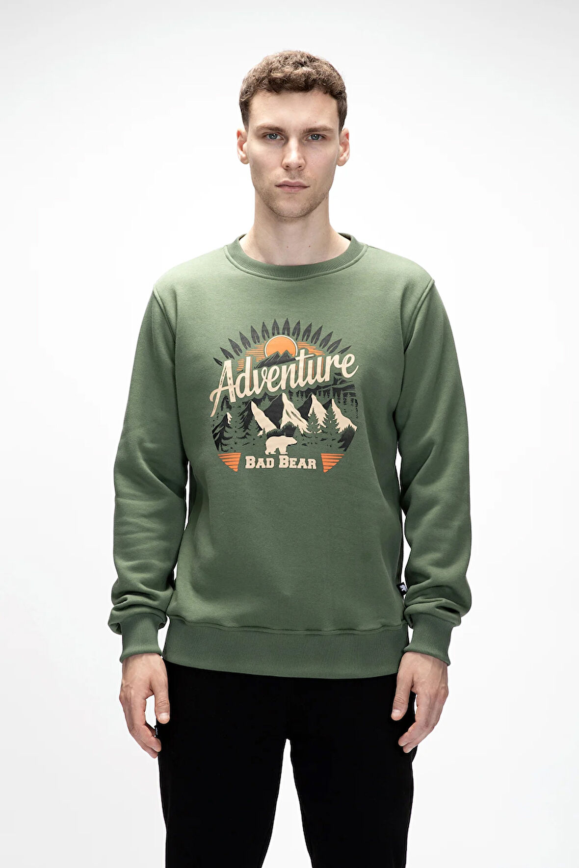 Adventure Soluk Yeşi̇l Crewneck Erkek Baskılı Sweatshirt