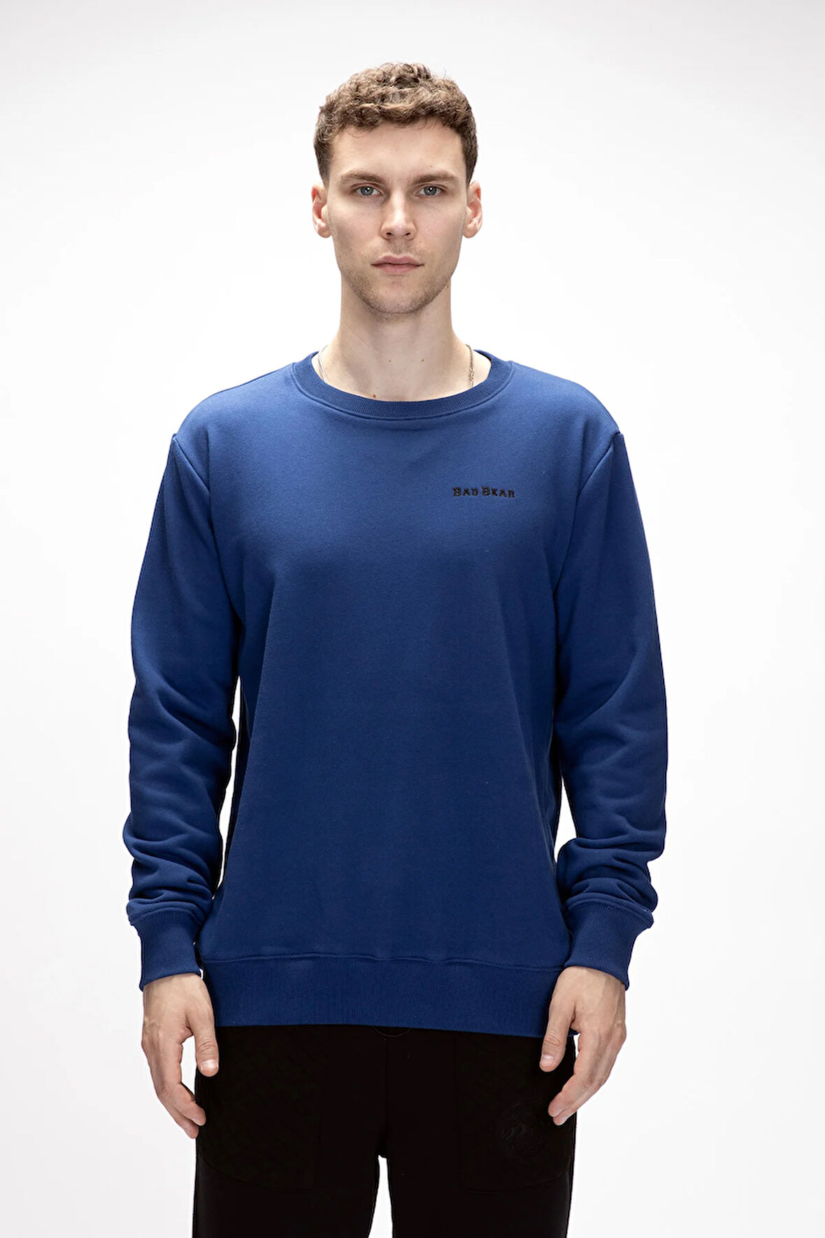 Inner Baskılı Parlament Mavisi Crewneck Erkek Sweatshirt