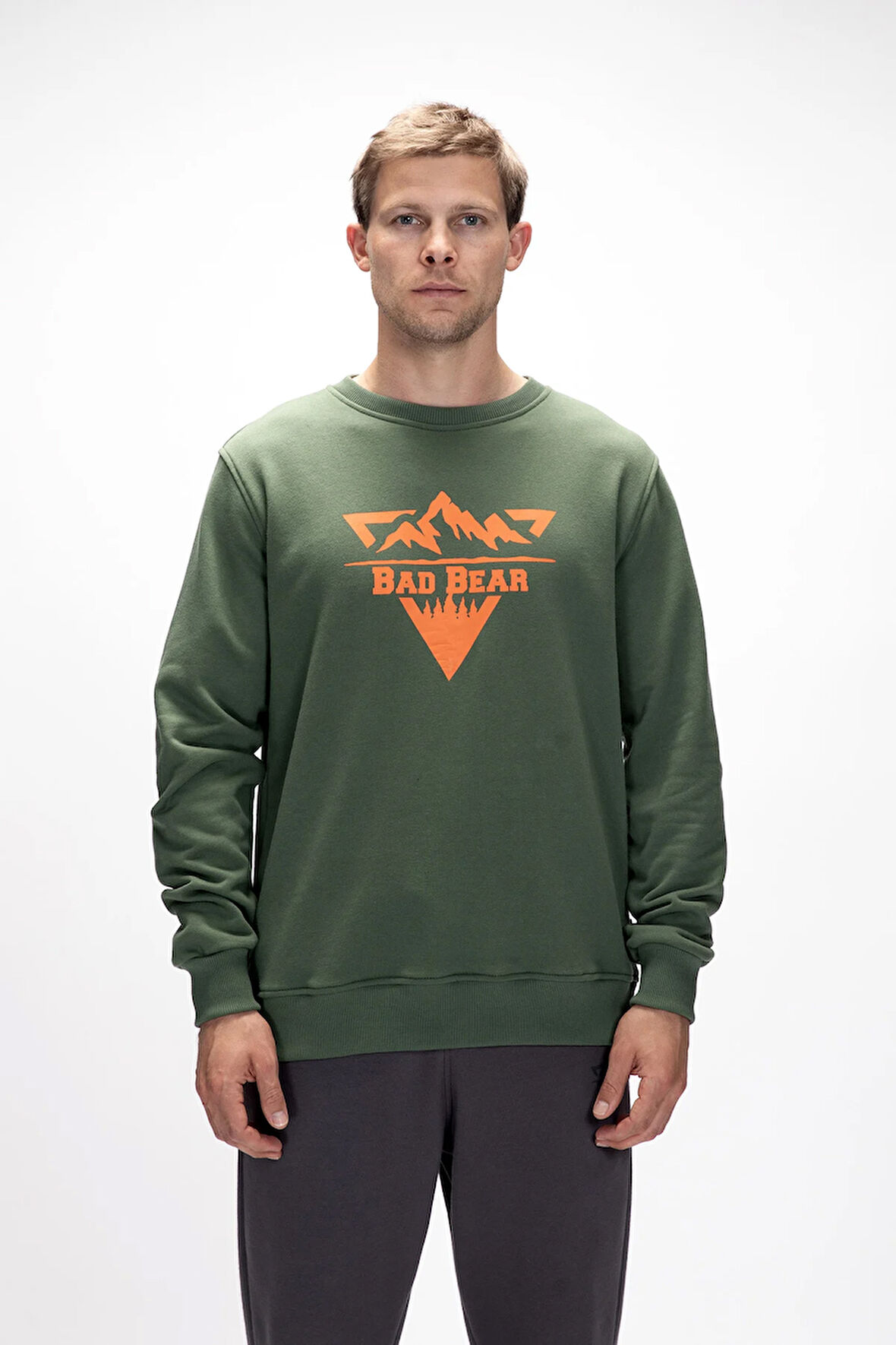 Mountain Soluk Yeşi̇l Crewneck Erkek Baskılı Sweatshirt