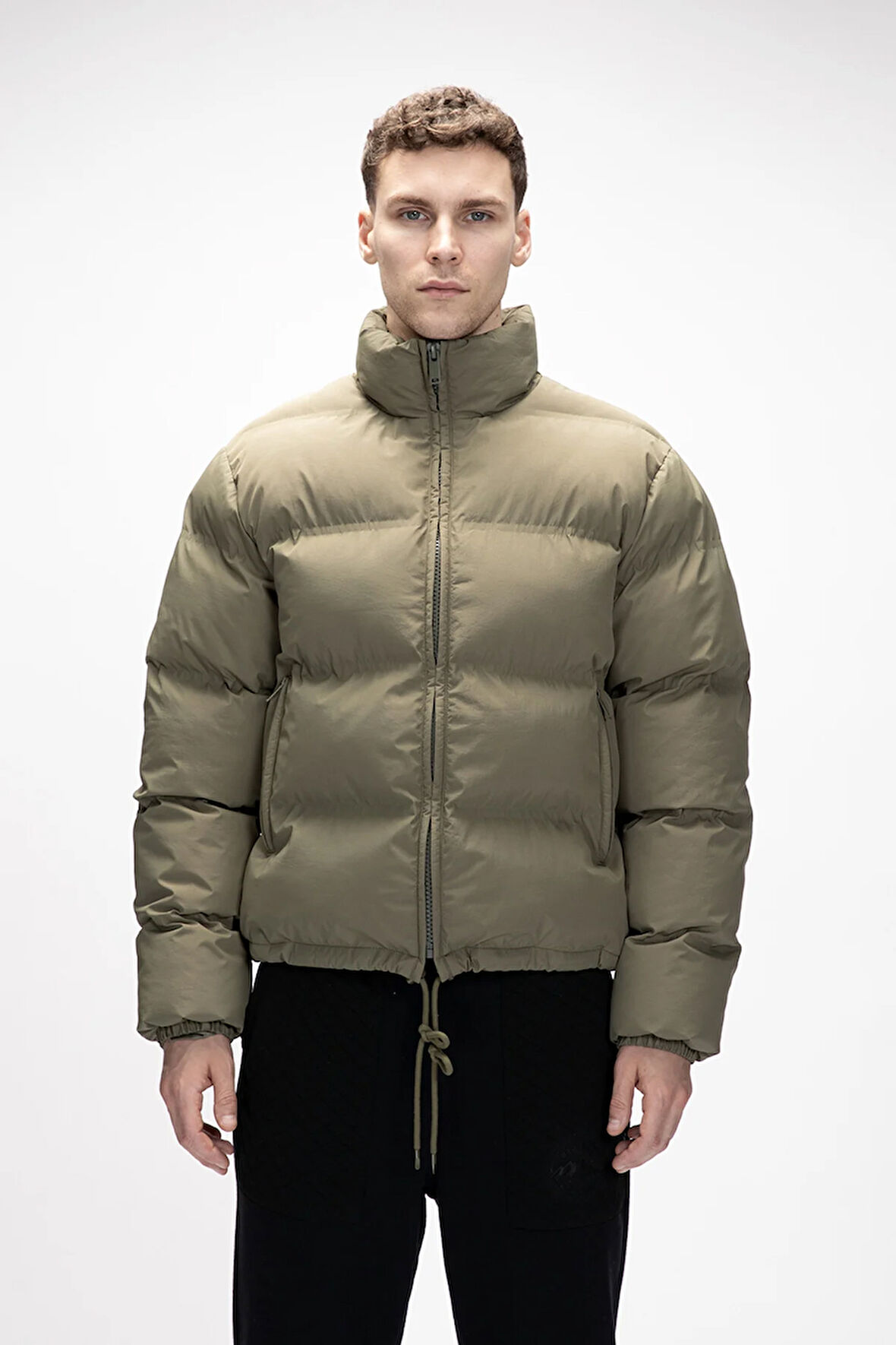 Amsterdam Haki̇ Puffer Kapüşonlu Erkek Mont