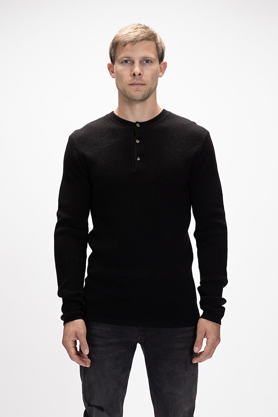 Moreno Siyah Bisiklet Yaka Erkek Triko Kazak