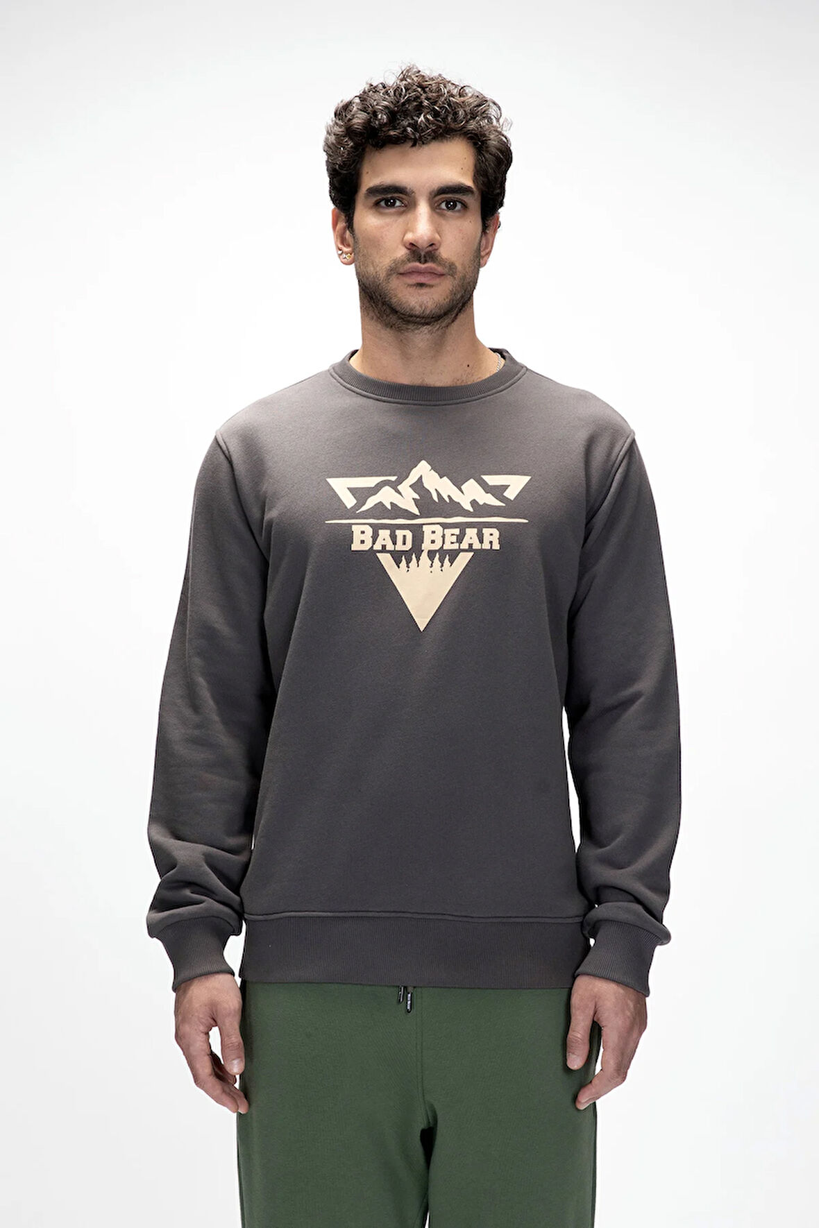 Mountain Antrasit Crewneck Erkek Baskılı Sweatshirt