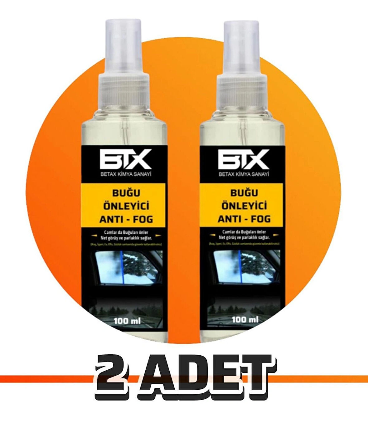 2 Adet Buğu Önleyici Sprey 100 ml(ARAÇ-KASK-GÖZLÜK-EV-İŞYERİ CAMI BUĞU ÖNLEYİCİ)