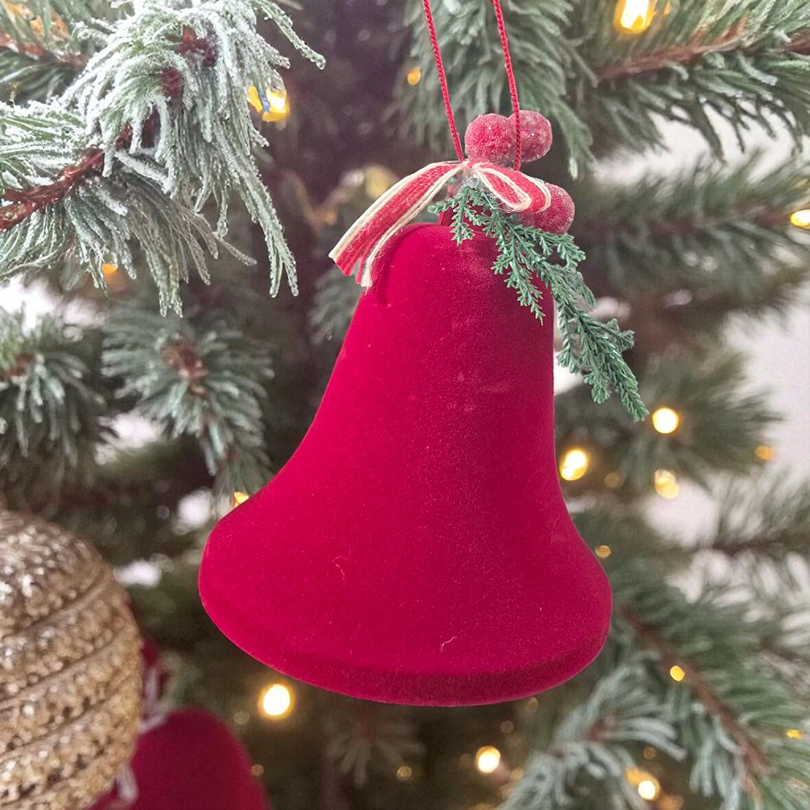 YILBAŞI KADİFE NOEL ÇANI BORDO 12CM AST7303