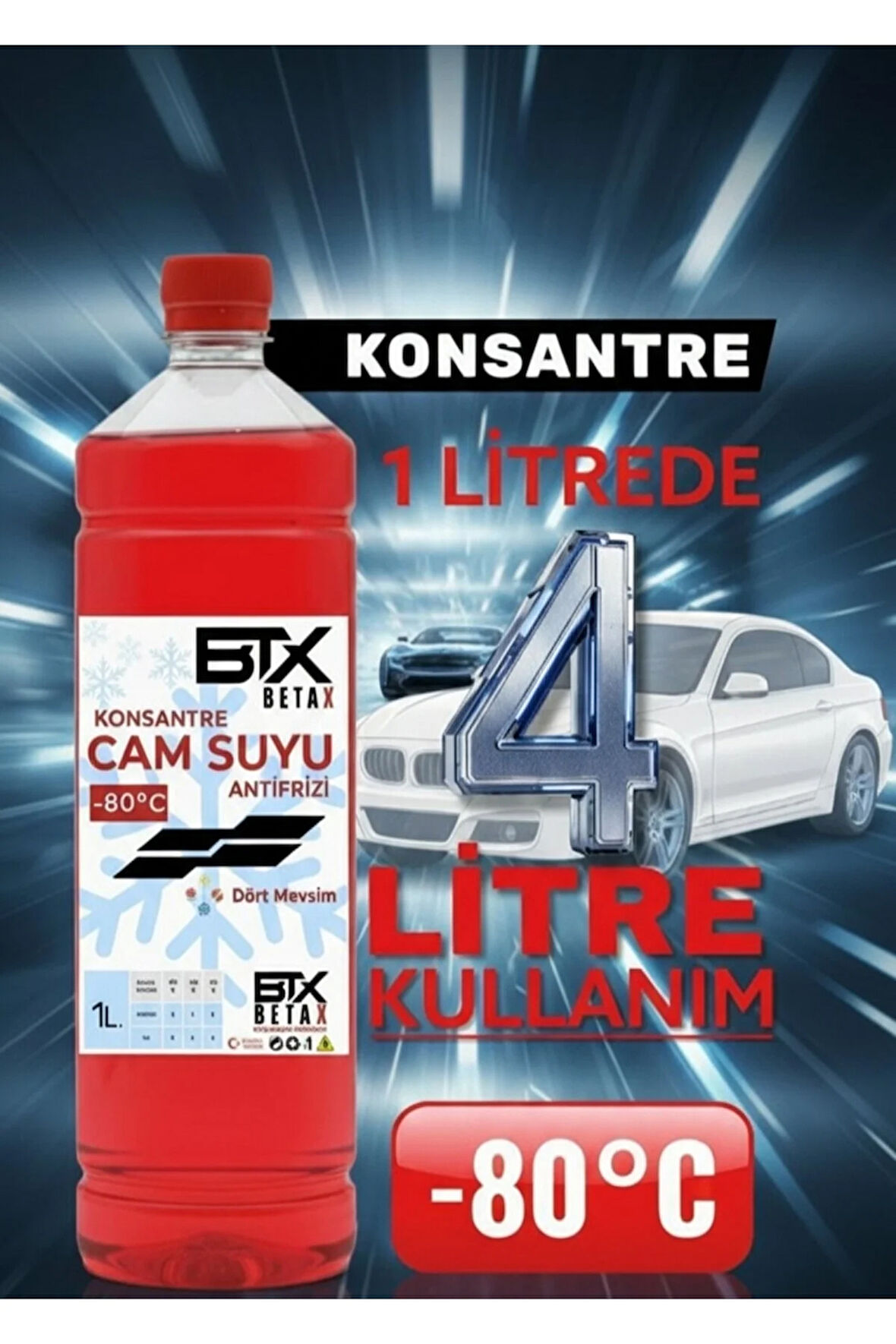 Kırmızı Konsantre Cam Suyu Antifrizi -80 Derece