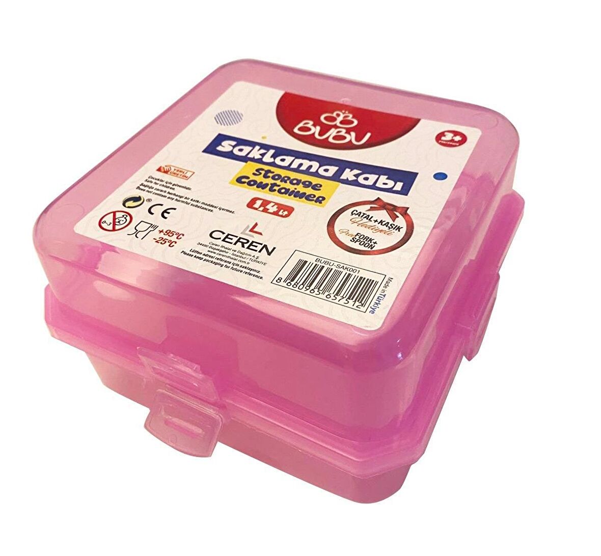 Bu-Bu 1,4 Lt Şeffaf Pembe Beslenme Kabı