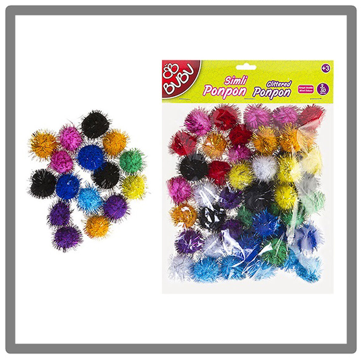 Bubu Simli Ponpon 3Cm 50Li - 2 paket