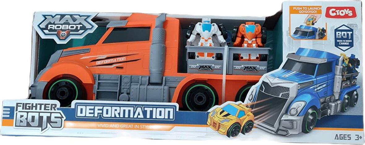 C Toys Ctoys Taşıyıcı Tır ve Robota Dönüşüne Mini Araçlar Turuncu