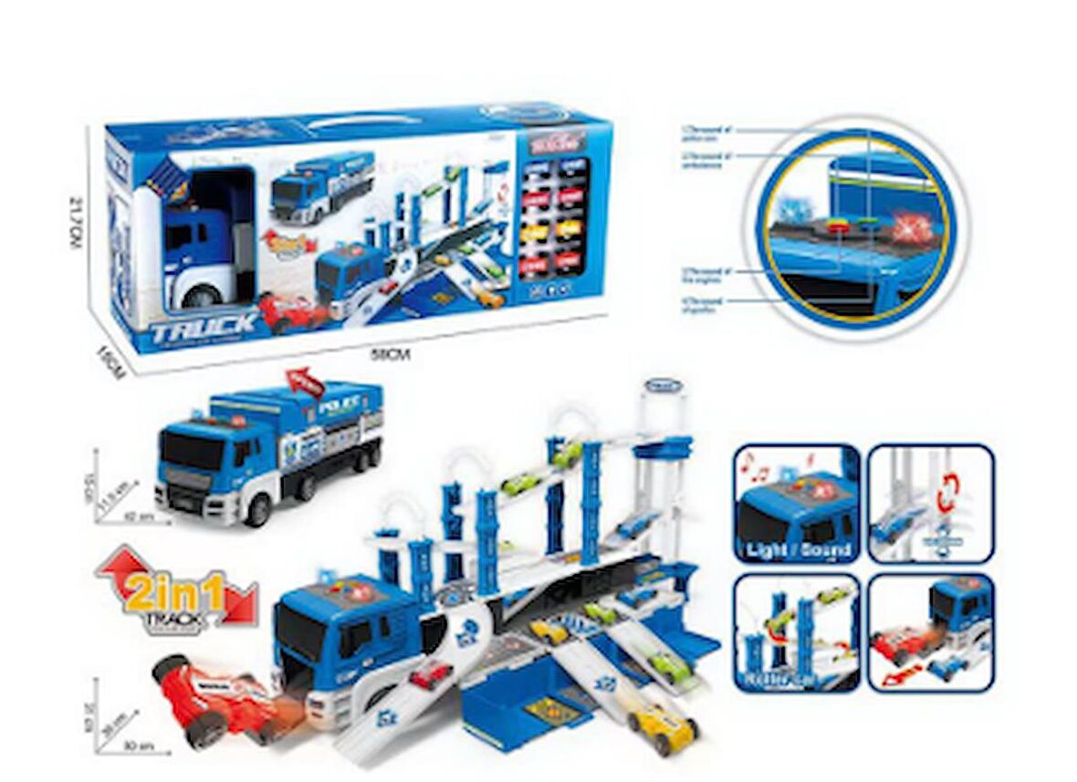 Ctoys 660-S17 Işıklı Müzikli Taşıyıcı Polis Tır Oyuncak