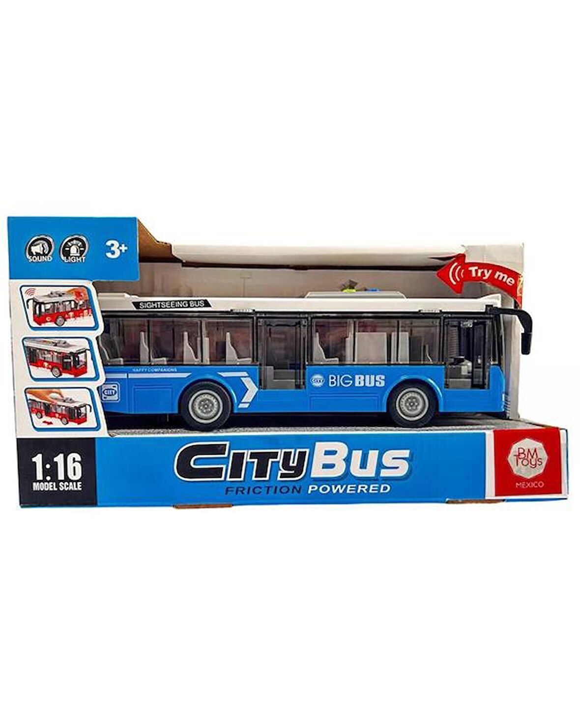 Ctoys Ses ve Işıklı Oyuncak Şehir Otobüsü A1119-13 Mavi