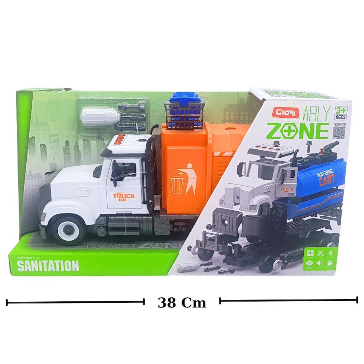CTOY Büyük Boy Sök-Tak Pilli Müzikli Işıklı Çöp Kamyonu – 3+ Yaş Oyuncak Kamyon