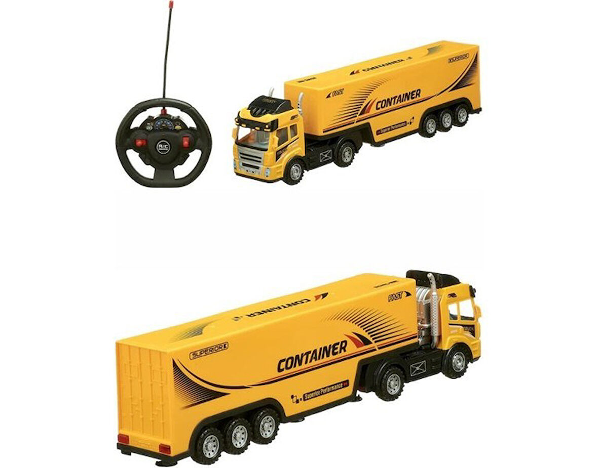 Uzaktan Kumandalı Sarı Tır ve Dorse – 1:36 Ölçek (Direksiyon Kumandalı Rc Truck)