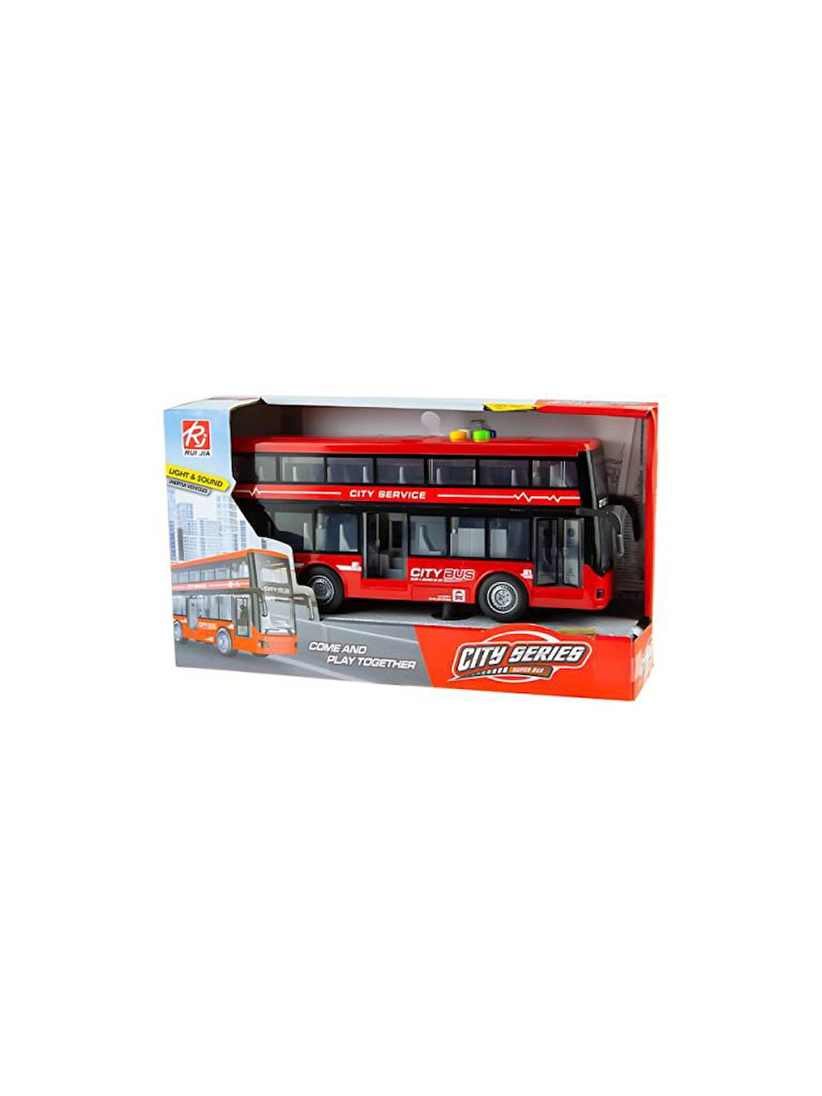 Ceren Ctoys Çift Katlı Sesli Işıklı Sürtmeli Otobüs RJ5504 KIRMIZI