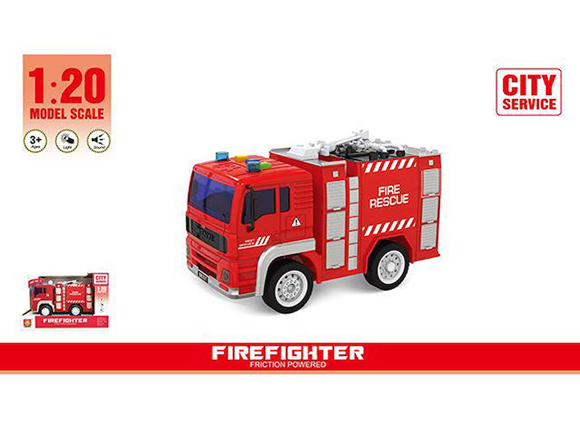 Ceren Ctoys Pilli Işıklı Sesli 1:20 İtfaiye Kamyonu WY551A