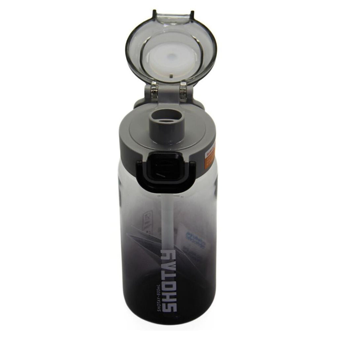 Shotay Su Matarası Straw Gradient Polikarbon Siyah 600Ml