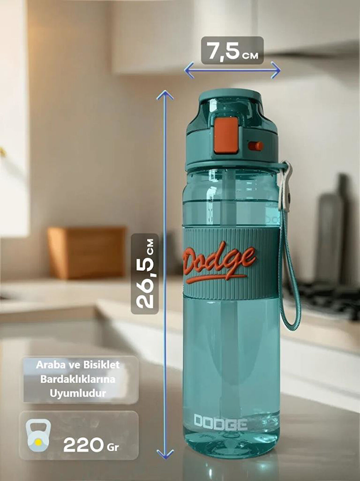 Dodge Su Matarası Tritan Turkuaz 850Ml