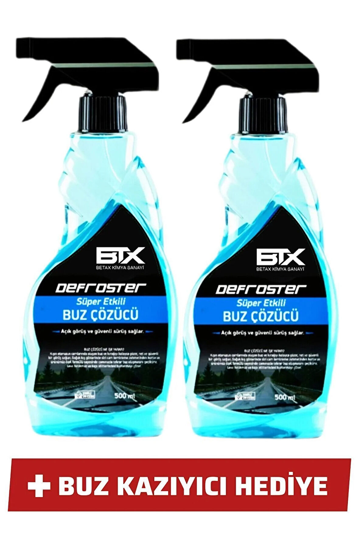 Buz Çözücü Defroster Sprey 500ml 2'li Buz Kazıyıcı