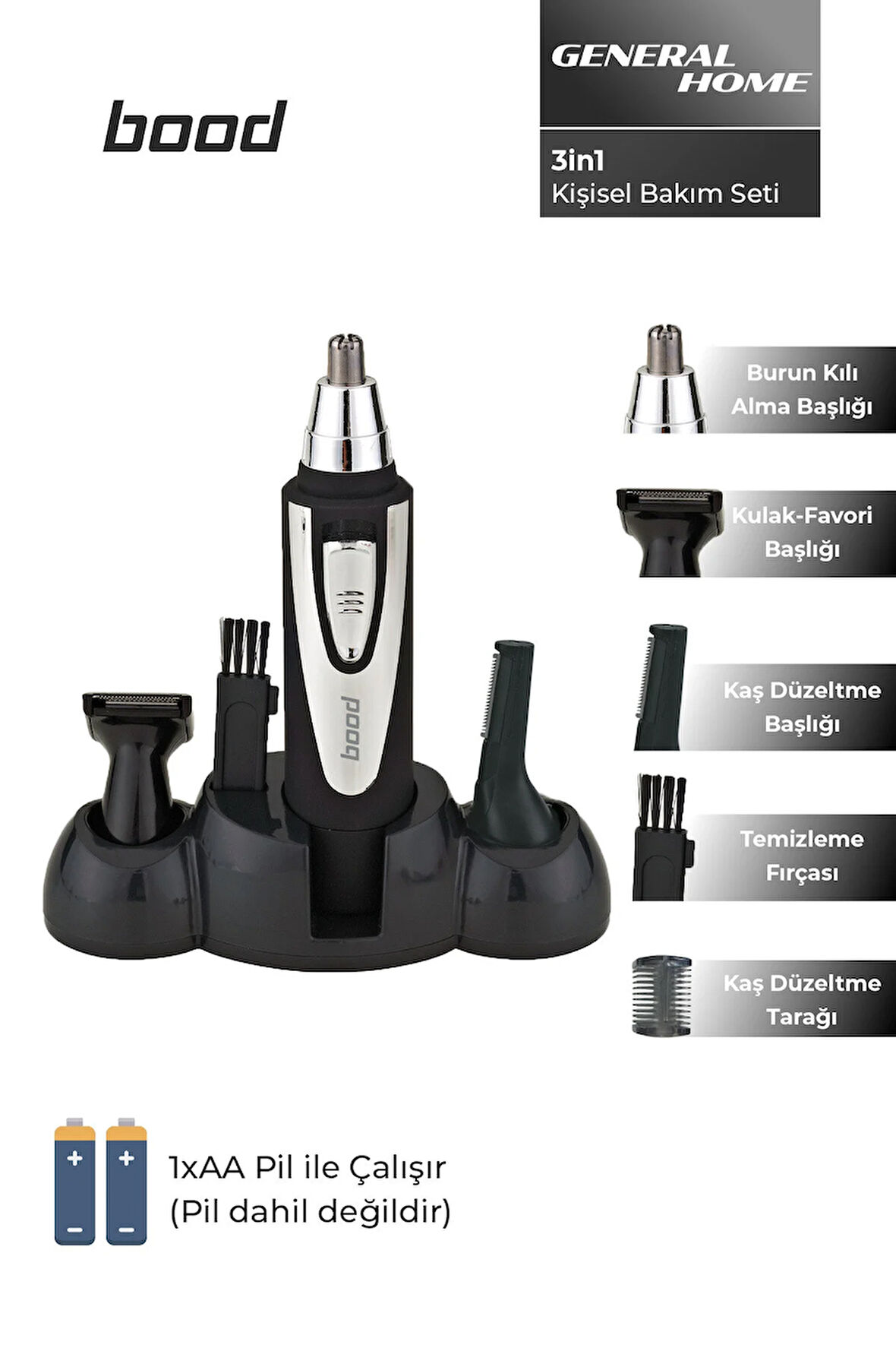 BK-105 Kişisel Bakım Seti 3 in 1 | Saç, Sakal ve Burun Tüyü Temizleme Makinesi, Şarjlı