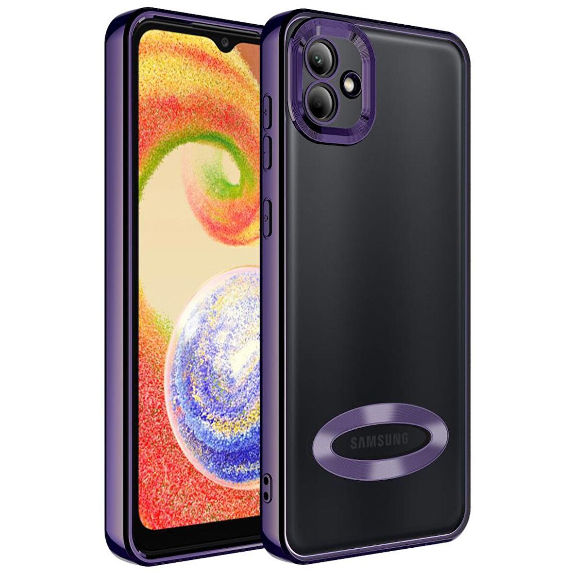 Galaxy A04 Kılıf Köşeleri Renkli Şeffaf Kamera Korumalı Silikon Kapak