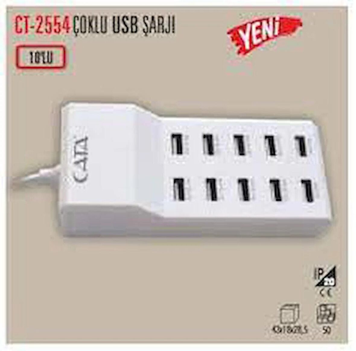 Cata CT-2554 USB Şarj Cihazı Çoklu 10xUSB/PORT 5 Watt DC 5V