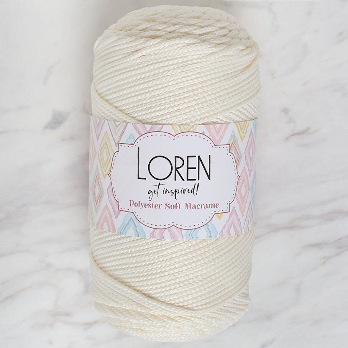 Loren Polyester Soft Macrame Krem El Örgü İpi - LM003 - 34427