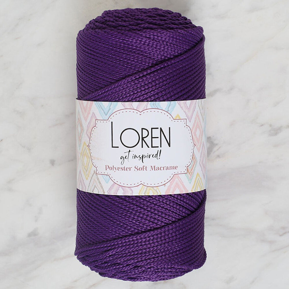 Loren Polyester Soft Macrame Koyu Mor El Örgü İpi - LM037 - 34442