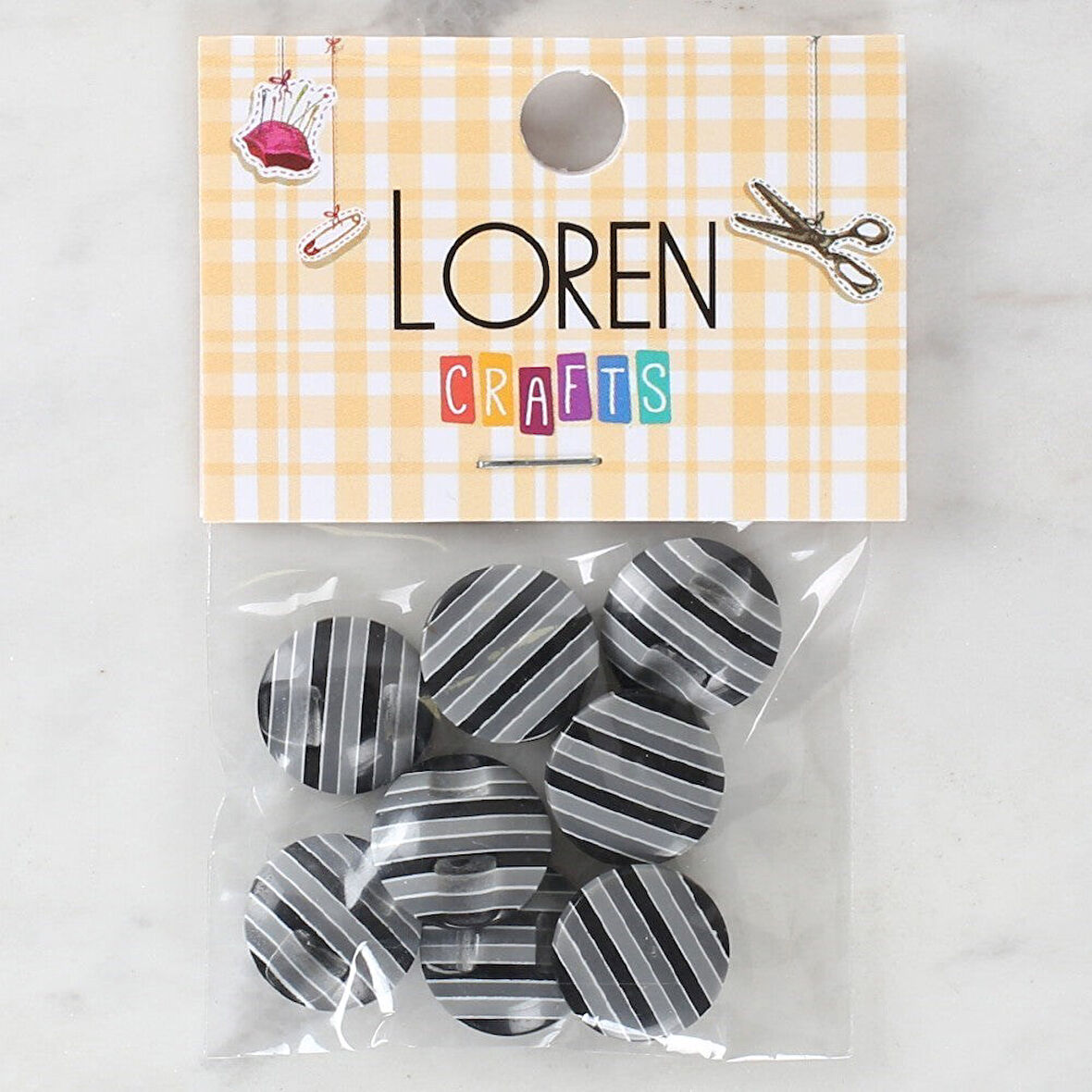 Loren Crafts 8'li Desenli Düğme - 1098