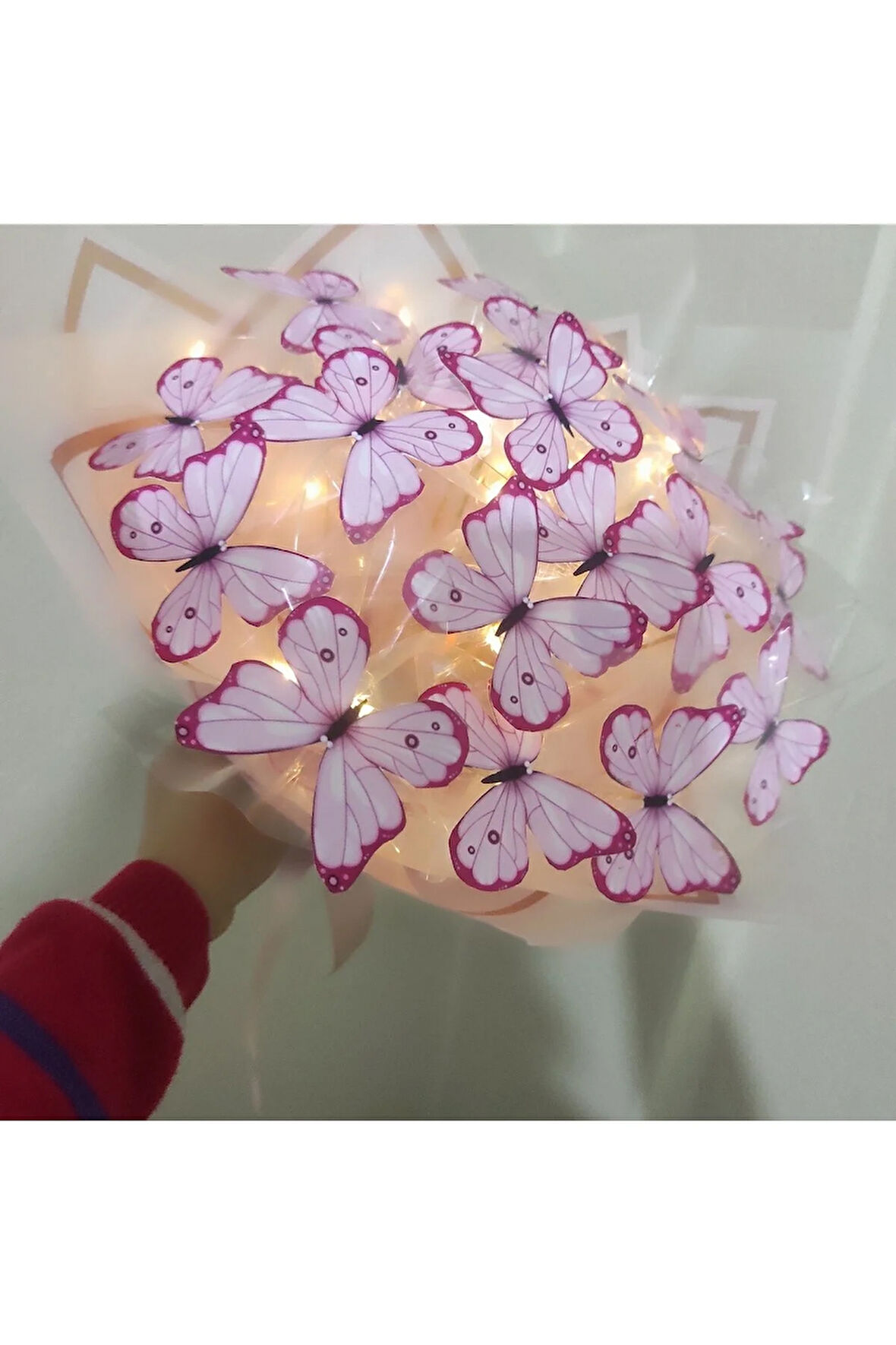 Led ışıklı Kelebek buket pembe