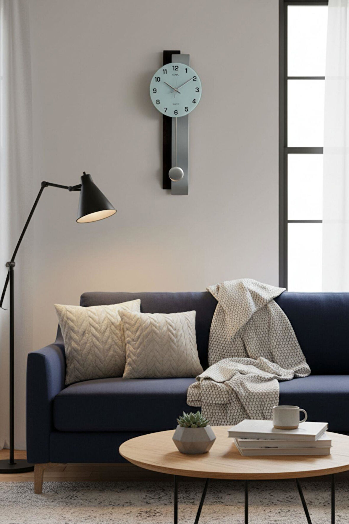 Regal Sarkaçlı Modern Tasarım Duvar Saati