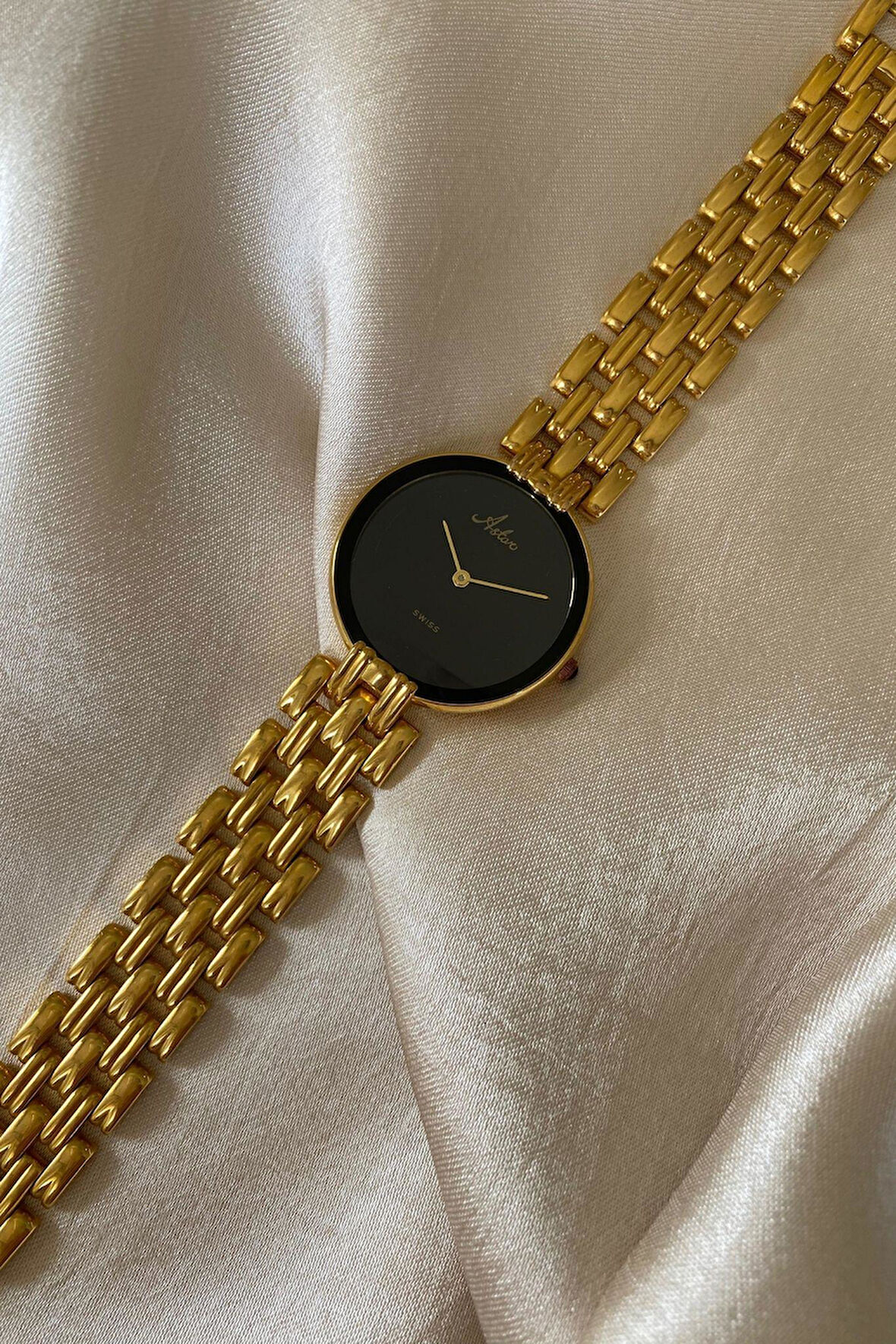 Astor Swiss Altın Renk Paslanmaz Çelik Kordon Orijinal Vintage Erkek Kol Saati